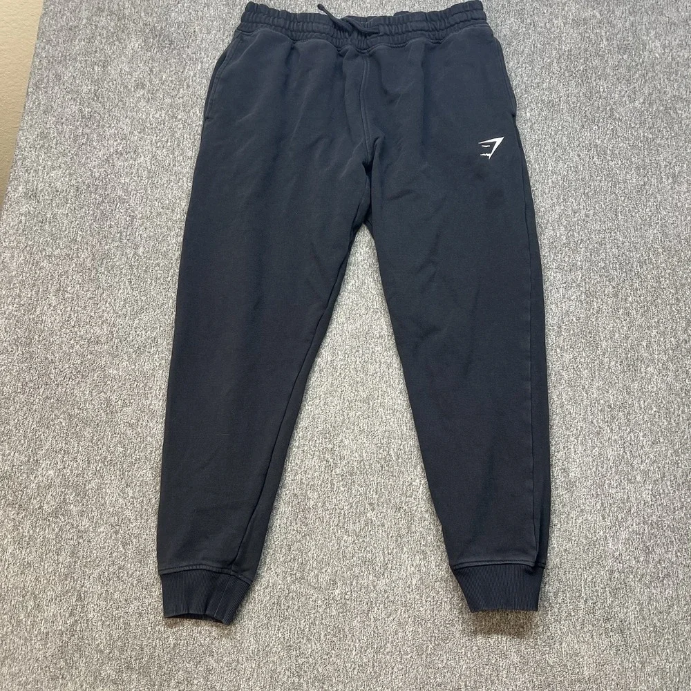 Men's Gymshark Crest Sweatpant Jogger XL Blue Workout‎ Drawstring Tapered (051)